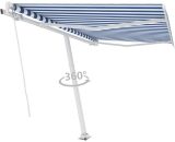 Freestanding Manual Retractable Awning 300x250 cm Blue/White - Hommoo DDvidaXL3069496_UK