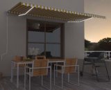 Hommoo - Manual Retractable Awning with LED 500x350 cm Yellow and White DDvidaXL3069023_UK