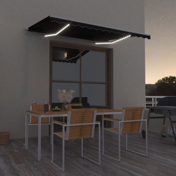 Manual Retractable Awning with led 300x250 cm Anthracite - Hommoo DDvidaXL3068864_UK