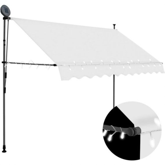 Hommoo - Manual Retractable Awning with LED 250 cm Cream DDvidaXL145872_UK