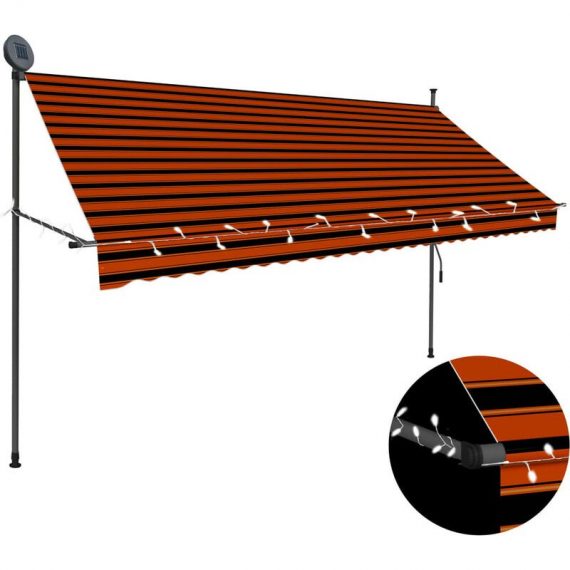 Manual Retractable Awning with led 300 cm Orange and Brown - Hommoo DDvidaXL145880_UK