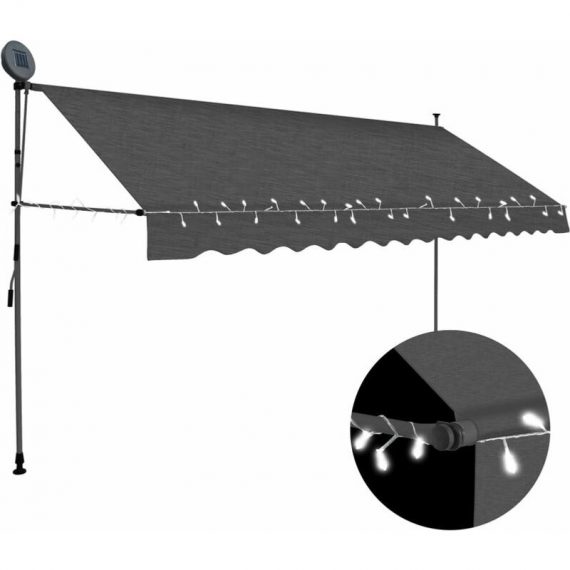 Hommoo - Manual Retractable Awning with LED 350 cm Anthracite DDvidaXL145867_UK