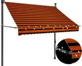 Hommoo - Manual Retractable Awning with LED 200 cm Orange and Brown DDvidaXL145878_UK