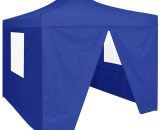 Hommoo - Professional Folding Party Tent with 4 Sidewalls 2x2 m Steel Blue DDvidaXL48879_UK