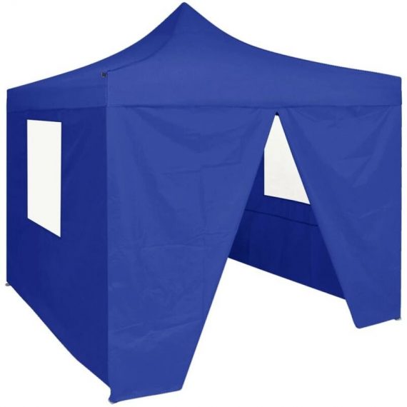 Hommoo - Professional Folding Party Tent with 4 Sidewalls 2x2 m Steel Blue DDvidaXL48879_UK