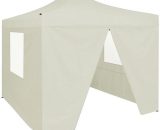 Professional Folding Party Tent with 4 Sidewalls 2x2 m Steel Cream - Hommoo DDvidaXL48882_UK