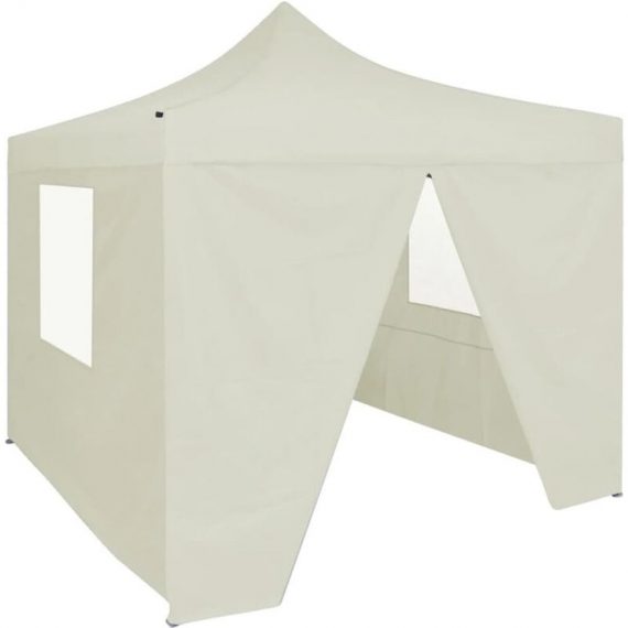 Professional Folding Party Tent with 4 Sidewalls 2x2 m Steel Cream - Hommoo DDvidaXL48882_UK