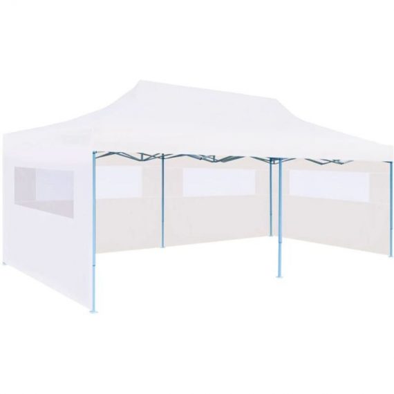 Folding Pop-up Partytent with Sidewalls 3x6 m Steel White - Hommoo DDvidaXL48863_UK