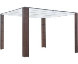 Hommoo - Gazebo with Roof Poly Rattan 300x300x200 cm Brown and Cream DDVD29001_UK