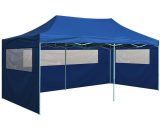 Hommoo Professional Folding Party Tent with 4 Sidewalls 3x6 m Steel Blue DDvidaXL48865_UK