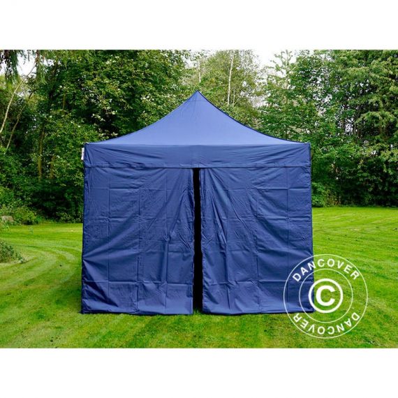 Pop up gazebo FleXtents Pop up canopy Folding tent PRO 3x3 m Dark blue, incl. 4 sidewalls - Dark blue 5710828734043 5710828734043