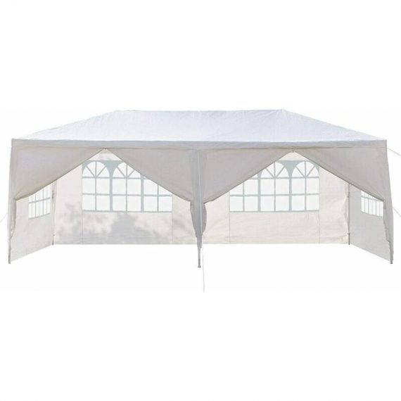 Kartokner - Awning Shade Shelter for Wedding Festival Beach Marquee Garden Canopy with Coated Steel Frame WhiteGazebo with 6 Sides 3m x 6m Outdoor karpaofu1109400 8296650944456
