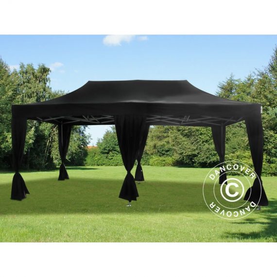 Dancover - Pop up gazebo FleXtents Pop up canopy Folding tent Steel 3x6 m Black, incl. 6 decorative curtains - Black 5710828889231 5710828889231