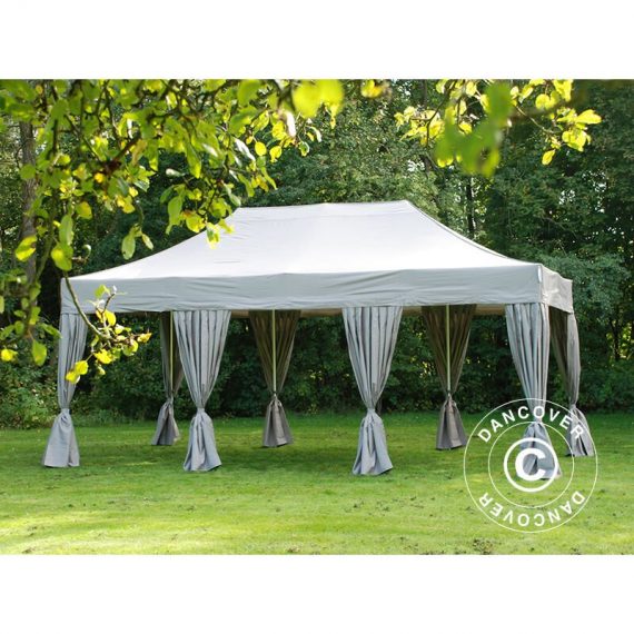 Dancover - Pop up gazebo FleXtents Pop up canopy Folding tent pro 4x6 m Latte, incl. 8 decorative curtains - Latte 5710828900899 5710828900899