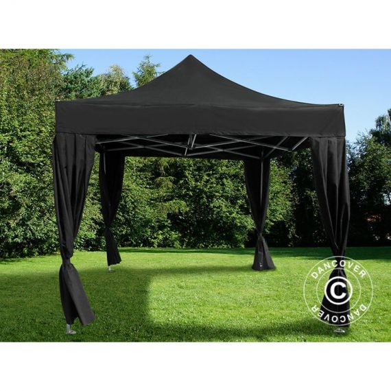 Dancover - Pop up gazebo FleXtents Pop up canopy Folding tent Steel 3x3 m Black, incl. 4 decorative curtains - Black 5710828889125 5710828889125