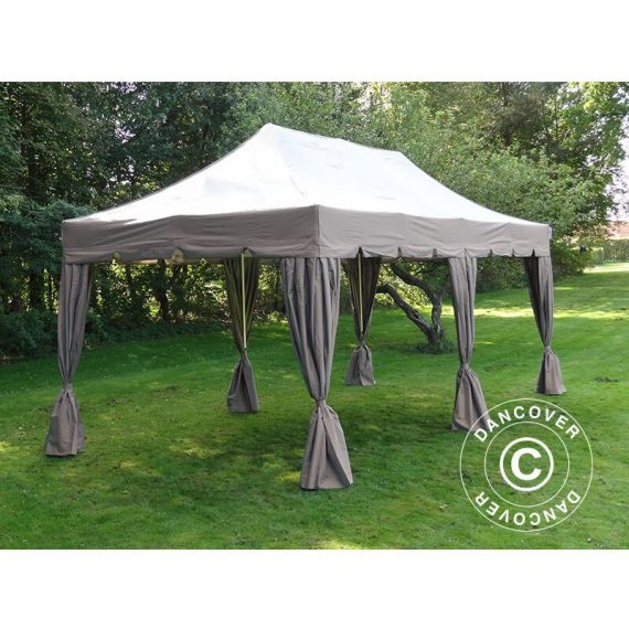 Dancover - Pop up gazebo FleXtents Pop up canopy Folding tent pro Peaked 4x8 m Latte, incl. 6 decorative curtains - Latte 5710828891531 5710828891531