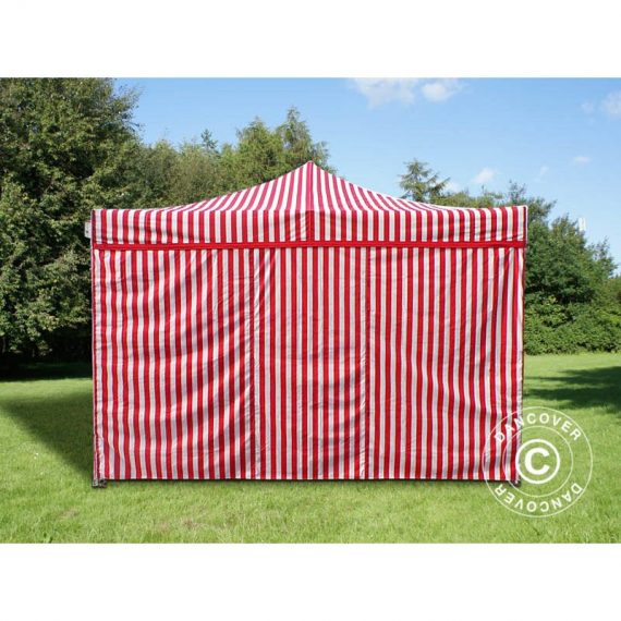 Dancover - Pop up gazebo FleXtents Pop up canopy Folding tent Xtreme 50 4x4 m Striped incl. 4 sidewalls - White / red 5710828615243 5710828615243