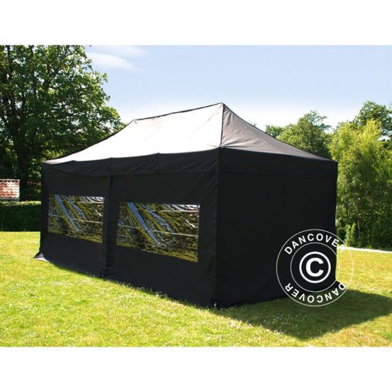 Pop up gazebo FleXtents Pop up canopy Folding tent PRO 3.5x7 m Black, incl. 6 sidewalls - Black 5710828814639 5710828814639