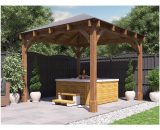 Dunster House Ltd. - Wooden Gazebo Atlas Titan 3m x 3m - Permanent Heavy Duty Pressure Treated Patio Shelter With Roof Shingles 10 Year Guarantee 3246 5055438718503