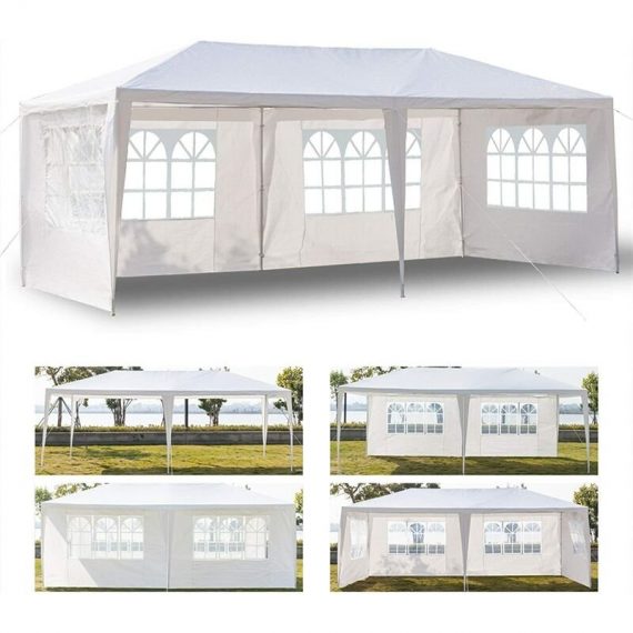 Gazebo with 4 Sides 3m x 6m, Marquee Garden Canopy with Coated Steel Frame, Outdoor Waterproof Gazebo Camping Party Tent, Awning Shade Shelter for Y0001-UK1-Y0001-220509-003 7623075370484