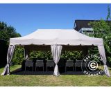 Dancover - Pop up gazebo FleXtents Pop up canopy Folding tent pro Peaked 3x6 m Latte, incl. 6 sidewalls and 6 decorative curtains - Latte 5710828805330 5710828805330
