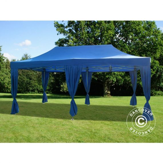Dancover - Pop up gazebo FleXtents Pop up canopy Folding tent pro 3x6 m Blue, incl. 6 decorative curtains - Blue 5710828395817 5710828395817