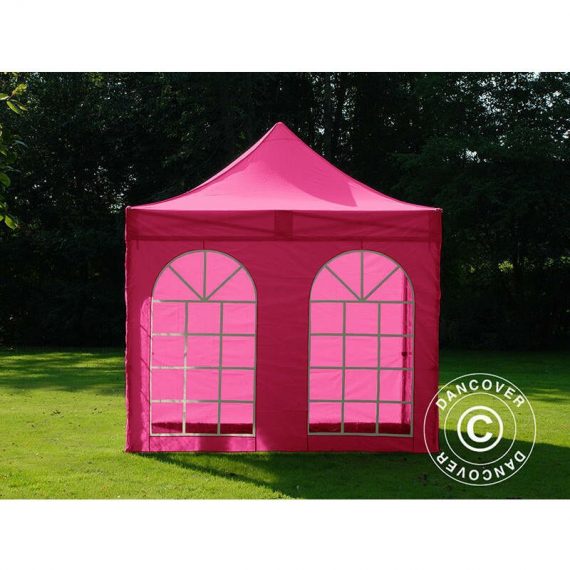 Pop up gazebo FleXtents Pop up canopy Folding tent Xtreme 50 Vintage Style 3x3 m Pink, incl. 4 sidewalls - Pink 5710828965843 5710828965843