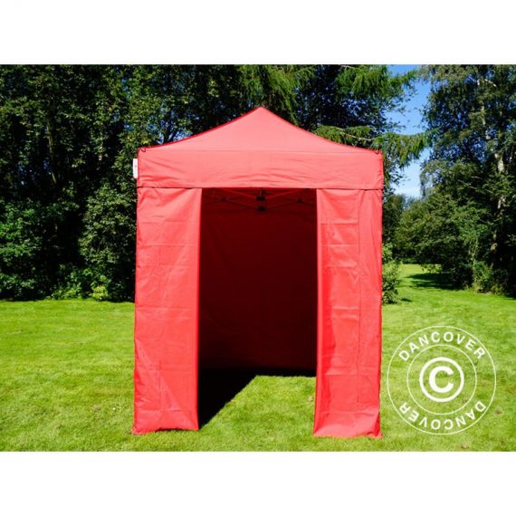Pop up gazebo FleXtents Pop up canopy Folding tent Basic v.2, 2x2 m Red, incl. 4 sidewalls - Red 5710828798953 5710828798953