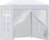Gazebo, 3x3m Pop Up Party Tent with Side Panels, Waterproof Marquee, White MANOUK-JYPBTE003WH 680904709379