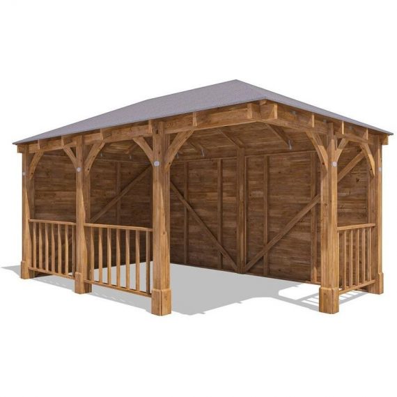 Corner Gazebo Garden Shelter Canopy Wooden Roof Shingles 5m x 3m Atlas Titan 9065 5055438720452
