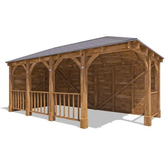 Corner Gazebo Garden Shelter Canopy Wooden Roof Shingles 6m x 3m Atlas Titan 5660 5055438720469