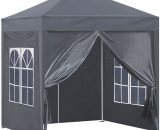 Gazebo, 3x3m Pop Up Party Tent with Side Panels, Waterproof Marquee, Grey MANOUK-JYPBTE003GY 680904709355
