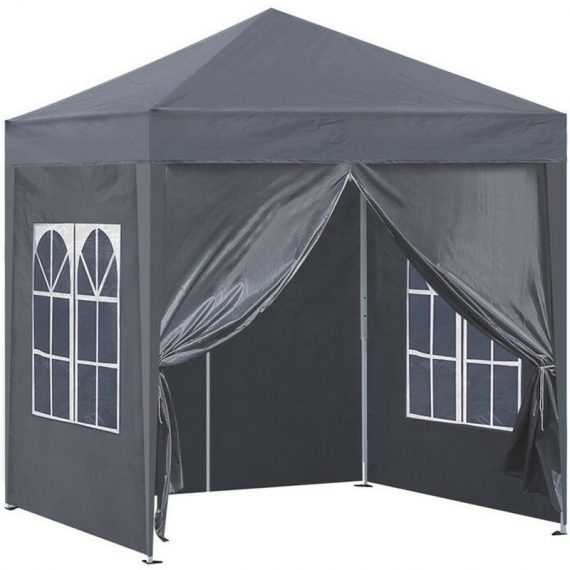 Gazebo, 3x3m Pop Up Party Tent with Side Panels, Waterproof Marquee, Grey MANOUK-JYPBTE003GY 680904709355