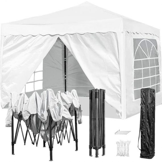 Pop up Gazebo with Sides 3m x 3m - Detachable Sides, Heavy Duty Waterproof Instant Sun Shade And Block Wind, Party Tent Outdoor Garden Shelter Beach ZDZP-3X3-4-MXG31 757842418936