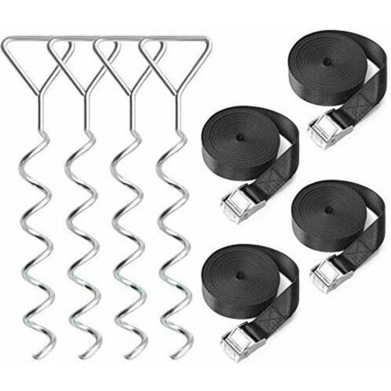 Trampoline Anchor Kit, 4 Pcs Trampoline Fixings, Spiral Anchor Pegs for Trampolines, Swings, Gazebos, Playhouses Y0059-UK2-230210-7032 1371983199272