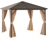 3x3(m) Hardtop Gazebo Outdoor Shelter w/ Steel Roof & Aluminium Frame - Brown - Outsunny 5056534550349 5056534550349