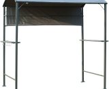 Outsunny 7ft Outdoor Double-tier BBQ Grill Canopy Gazebo w/ 2 Shelf, 5 Hooks - Black 5056029891384 5056029891384
