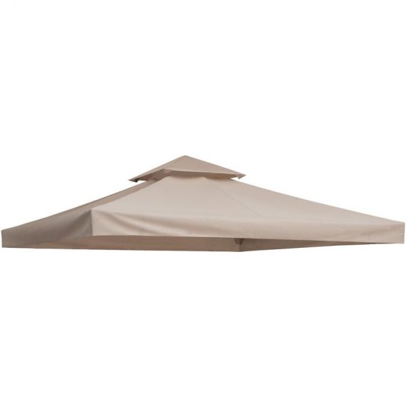 3(m) 2 Tier Garden Gazebo Top Cover Replacement Canopy Roof Deep Beige - Beige - Outsunny 5056534537173 5056534537173