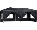3m x 6m Pop Up Gazebo Party Tent Canopy Marquee with Storage Bag Black - Black - Outsunny 5060265998875 5060265998875