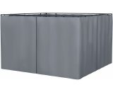 Outdoor Privacy Curtain 4-Panel Sidewalls for 3 x 3 (m) Gazebos Grey - Dark Grey - Outsunny 5056534572785 5056534572785