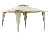 Outsunny 3.5x3.5m Side-Less Outdoor Canopy Gazebo 2-Tier Roof Steel Frame Beige - Beige 5056399123580 5056399123580