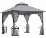 Gazebo Party Tent Canopy Sun Shade for Patio Garden Light Grey 3x3(m) - Light Grey - Outsunny 5056534567866 5056534567866