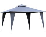3.45x3.45m Side-Less Outdoor Canopy Gazebo 2-Tier Roof Steel Frame Grey - Grey - Outsunny 5056399122453 5056399122453