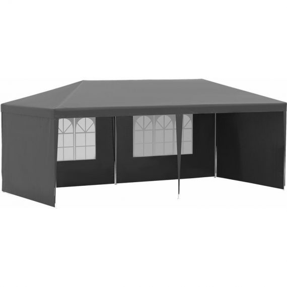 6m x 3m Garden Gazebo Marquee Canopy Party Tent Canopy Patio Dark Grey - Dark Grey - Outsunny 5056534552633 5056534552633