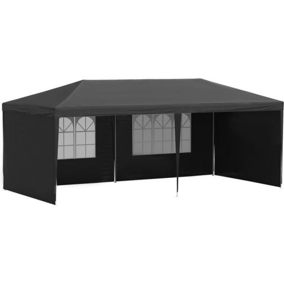 6m x 3m Garden Gazebo Marquee Canopy Party Tent Canopy Patio Black - Black - Outsunny 5056534552671 5056534552671