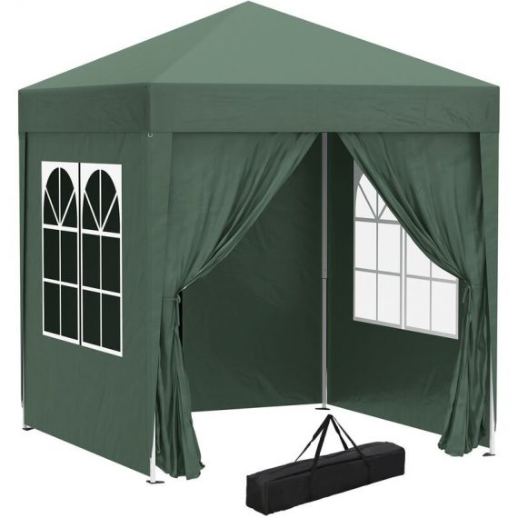 2mx2m Pop Up Gazebo Party Tent Canopy Marquee with Storage Bag Green - Green - Outsunny 5060265996369 5060265996369