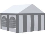4 x 4m Party Tent, Marquee Gazebo with Sides, Windows and Double Doors - White and Grey - Outsunny 5056602934040 5056602934040