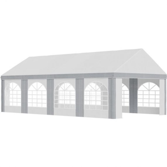 8 x 4m Party Tent, Marquee Gazebo with Sides, Windows and Double Doors - White and Grey - Outsunny 5056602934088 5056602934088