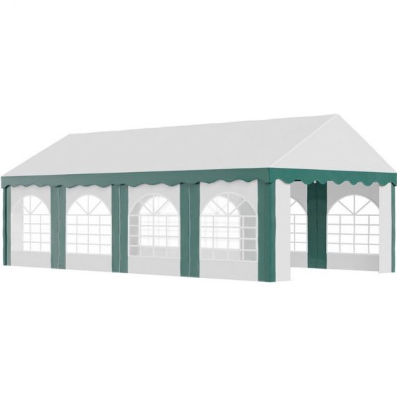 8 x 4m Marquee Gazebo, Party Tent with Sides and Double Doors - White and Green - Outsunny 5056602933722 5056602933722