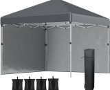 3x3 (m) Pop Up Gazebo Party Tent w/ 2 Sidewalls, Weight Bags Dark Grey - Dark Grey - Outsunny 5056602938680 5056602938680